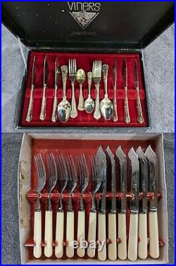 2x Cutlery Sets 24Piece Viners Silver Plated + 12Piece Vintage Stainless Steel