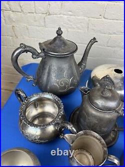 30 SILVER PLATE PIECES 15 Lbs Teapot, Trays, Sugar, Shaker, Chafing Stand, Lids
