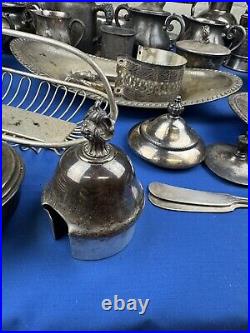 30 SILVER PLATE PIECES 15 Lbs Teapot, Trays, Sugar, Shaker, Chafing Stand, Lids