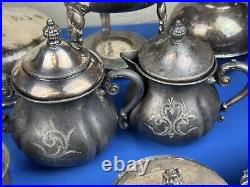 30 SILVER PLATE PIECES 15 Lbs Teapot, Trays, Sugar, Shaker, Chafing Stand, Lids