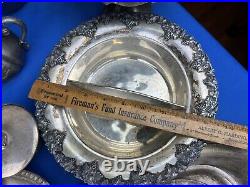30 SILVER PLATE PIECES 15 Lbs Teapot, Trays, Sugar, Shaker, Chafing Stand, Lids