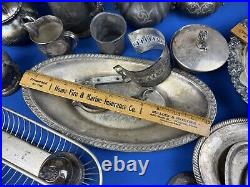 30 SILVER PLATE PIECES 15 Lbs Teapot, Trays, Sugar, Shaker, Chafing Stand, Lids