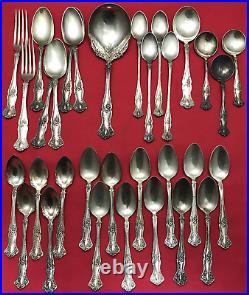 32 Pc VINTAGE Grape Silverplated MIX 1847 Rogers & Bro Mono / Craft Lot