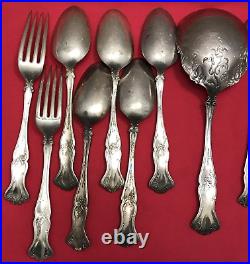32 Pc VINTAGE Grape Silverplated MIX 1847 Rogers & Bro Mono / Craft Lot