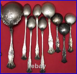 32 Pc VINTAGE Grape Silverplated MIX 1847 Rogers & Bro Mono / Craft Lot