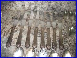 32 piece Vintage Rogers and Bros. Reinforced Plate IS Floral Design Flatware set