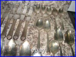 32 piece Vintage Rogers and Bros. Reinforced Plate IS Floral Design Flatware set