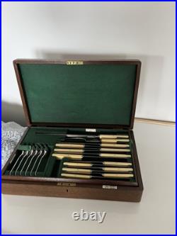 38 Piece Oak Canteen Of Silver Plated Walker & Hall Cutlery (for 6) (cc-00)