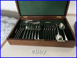 38 Piece Oak Canteen Of Silver Plated Walker & Hall Cutlery (for 6) (cc-00)