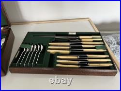 38 Piece Oak Canteen Of Silver Plated Walker & Hall Cutlery (for 6) (cc-00)