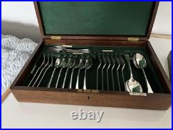 38 Piece Oak Canteen Of Silver Plated Walker & Hall Cutlery (for 6) (cc-00)