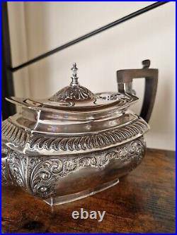 3 PIECE SILVERPLATED TEA SERVICE 1900s engraved letter M