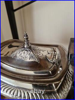 3 PIECE SILVERPLATED TEA SERVICE 1900s engraved letter M