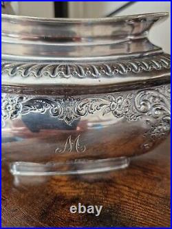 3 PIECE SILVERPLATED TEA SERVICE 1900s engraved letter M