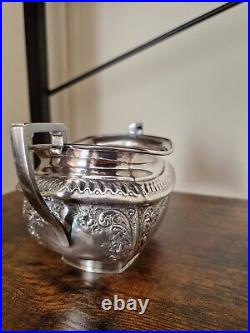 3 PIECE SILVERPLATED TEA SERVICE 1900s engraved letter M