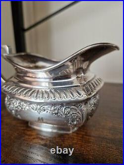 3 PIECE SILVERPLATED TEA SERVICE 1900s engraved letter M