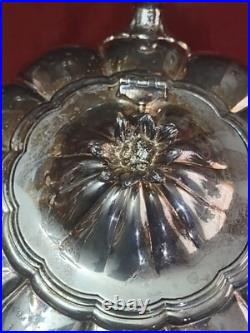 3 Piece Antique Charles Howard English Silver Plate Melon Georgian Repro Tea Set