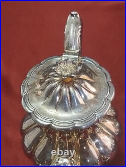 3 Piece Antique Charles Howard English Silver Plate Melon Georgian Repro Tea Set