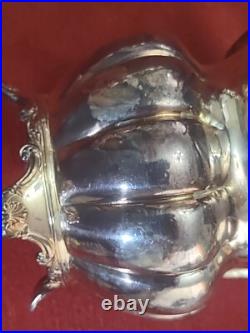 3 Piece Antique Charles Howard English Silver Plate Melon Georgian Repro Tea Set