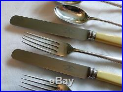 44 Piece Mappin & Webb Silver Plate Rat Tail Canteen Of Cutlery. Dated 1933