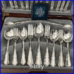 46 Piece Dubarry Pattern EPNS A1 Silver Plated Canteen Cutlery Set Boxed (VGood)