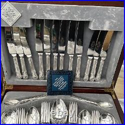 46 Piece Dubarry Pattern EPNS A1 Silver Plated Canteen Cutlery Set Boxed (VGood)