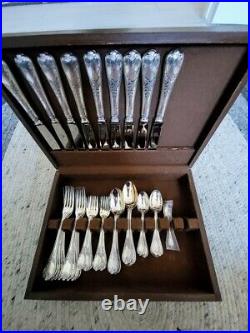 46 piece Christofle Marly Silverplate Flatware Service for 9 Set France