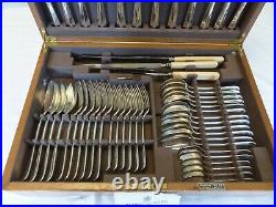 49 PIECE SILVER PLATE MAPPIN & WEBB RAT TAIL CANTEEN of CUTLERY SET
