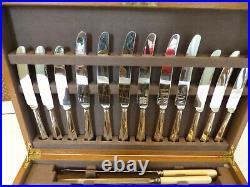 49 PIECE SILVER PLATE MAPPIN & WEBB RAT TAIL CANTEEN of CUTLERY SET