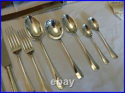 49 Piece Silver Plate Mappin & Webb Rat Tail Cutlery Canteen Set