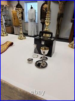 4 Piece Communion Set Silver Plated Gilded