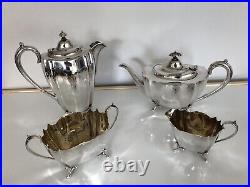 4 Piece Silver Plated Tea/coffee Service All On 4 Feet (sptcs-a222)