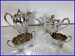 4 Piece Silver Plated Tea/coffee Service All On 4 Feet (sptcs-a222)