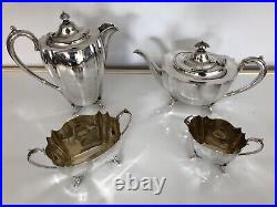 4 Piece Silver Plated Tea/coffee Service All On 4 Feet (sptcs-a222)