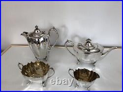 4 Piece Silver Plated Tea/coffee Service All On 4 Feet (sptcs-a222)