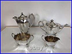 4 Piece Silver Plated Tea/coffee Service All On 4 Feet (sptcs-a222)