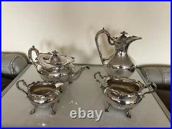4 Piece Silver Plated Tea/coffee Service On 4 Paw Feet Initials On All Items