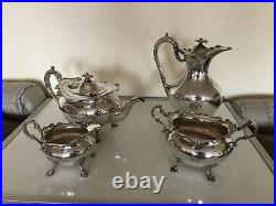 4 Piece Silver Plated Tea/coffee Service On 4 Paw Feet Initials On All Items