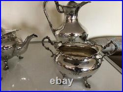 4 Piece Silver Plated Tea/coffee Service On 4 Paw Feet Initials On All Items