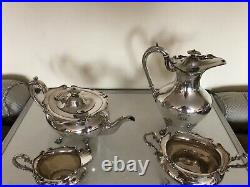 4 Piece Silver Plated Tea/coffee Service On 4 Paw Feet Initials On All Items