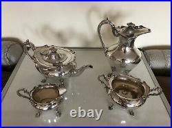 4 Piece Silver Plated Tea/coffee Service On 4 Paw Feet Initials On All Items