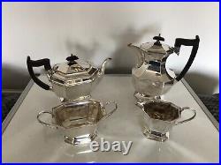 4 Piece Silver Plated Tea /coffservice On A Raised Platform Sptcs- Nnn