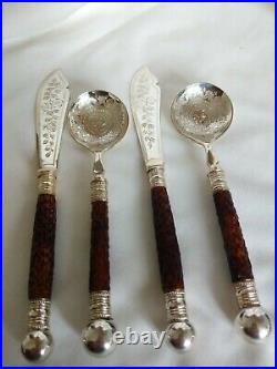 4 Rare Stunnin Antique Scottish Stag Horn Serving Pieces C1890 Sheffield England
