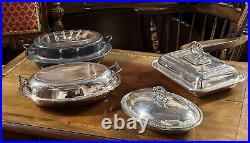 4 Silver Plate Serving Dishes. We ship Worldwide