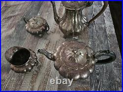 4 pc. Community Melon Silver-plate Tea & Coffee Set With Creamer and Sugar