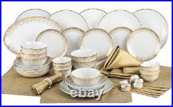 50pc Gold or Silver Sparkle Dining & Textile Set Home Dinnerware for 6 People