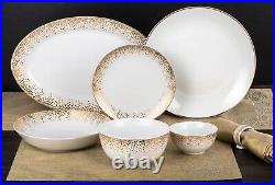 50pc Gold or Silver Sparkle Dining & Textile Set Home Dinnerware for 6 People