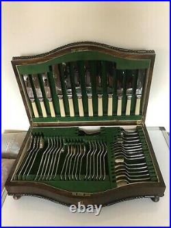 52 Piece Oak Canteen Of Cutlery In A Lockable Case With Key (setting For 6)