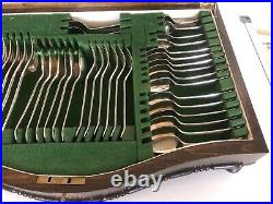 52 Piece Oak Canteen Of Cutlery In A Lockable Case With Key (setting For 6)