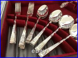 54 Piece Silver Plated Viner's Cutlery Set In A Fitted Case (settings For 6)